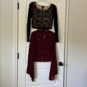 Sold-Rue 21 lace top and B&W crop top